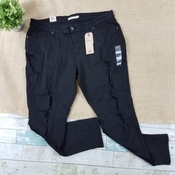 Levi's Denim - Levi's Black 711 Distressed Skinny Jeans Plus Size
